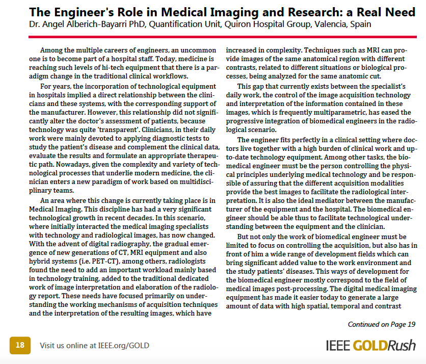 Engineer's role in medical imaging and bioengineering
